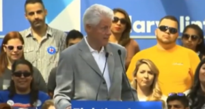 image via screenshot of Bill Clinton at Hillary Clinton rally from YouTube