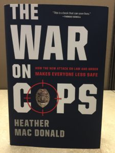 book cover of 'The War on Cops' book by Heather Mac Donald. Photo credit: Spencer Irvine